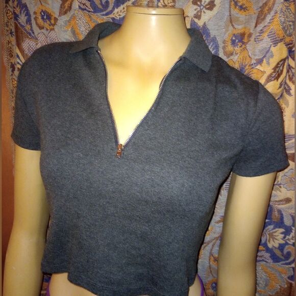 Fifth Parallel Threads gray short sleeve crop top size small - Picture 4 of 7